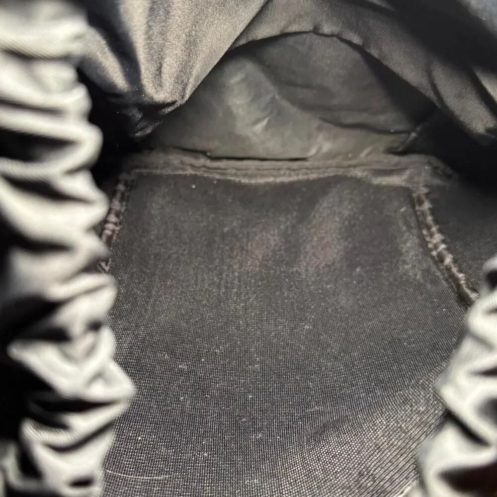 Lululemon Black Drawstring Backpack Gym Sack Lightweight Nylon Bag with Zip Pock